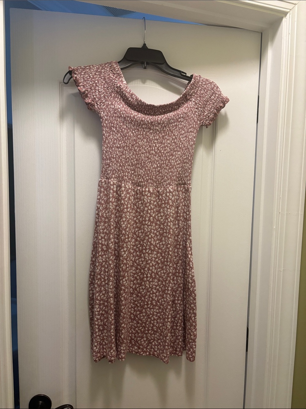 Pink Rose Dusty Mauve Smocked Mini Dress